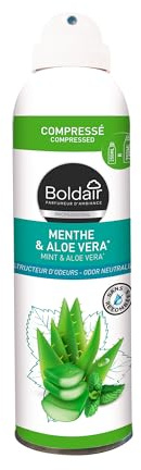 BOLDAIR - Destructeur d'odeur et parfumants d'intérieur - Format compressé - parfum menthe et aloe vera - sans retombées - Flacon 100% recyclé - écologique - 250ML - Fabrication française