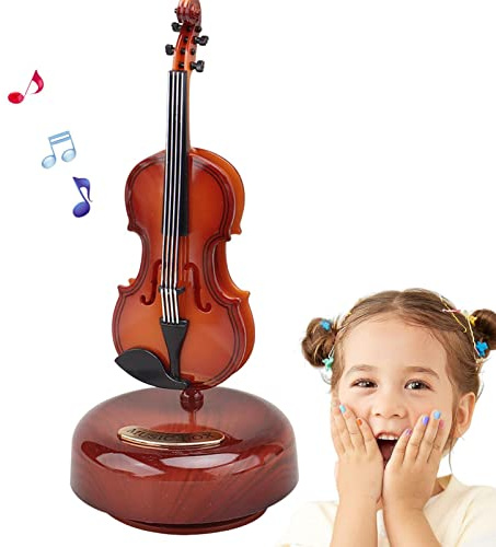 Violin musikbox – musikaliskt roterande | miniatyrcello-violinmodell, kreativ box-bas, inget batteri krävs – för kontor vid jul och nyår
