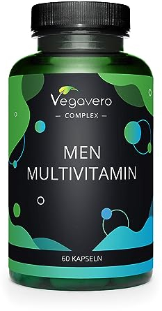 Multivitamin für Männer Vegavero® | Vegan | A-Z Vitamine & Mineralien | Mit Sägepalme & Knoblauch Extrakt | Premium Markenrohstoffe | Ohne Zusätze | 60 Kapseln