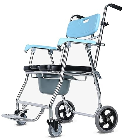 Sedia da Toilettecon Ruote per Anziani,Sedia da Toilette per Paziente Domestico,Sedia da Toilette Mobile Pieghevole Sedia A Rotelle da Bagno per Disabili Interni A