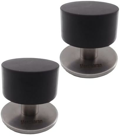 Fermaporta Pavimento Adesivi Pack 2 in Acciaio - Tasselli in Gomma - Acciaio Inox 4 cm - Fermaporta Adesivo