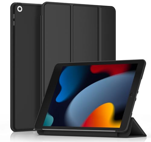Coque pour iPad 9ème 2021/8ème 2020/7ème 2019,iPad 10,2 Pouces,Housse Étui avec Veille/Réveil Automatique pour iPad 9/8/7 (Noir)