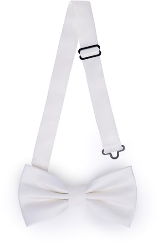 Ladeheid Pajarita elegante para hombre - mate, ajustable, perfecta para boda, fiesta, oficina. Ideal para hombres, mujeres, adolescentes - Un gran regalo BMM (12cm x 6cm, Blanco)