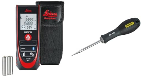 Leica DISTO D2 – télémètre Laser Multifonction, avec Bluetooth (fonctionnalité Application) & Stanley 0-65-491 Poinçon Diamètre 5 X 75 Mm Gamme FatMax - Fabriqués en France