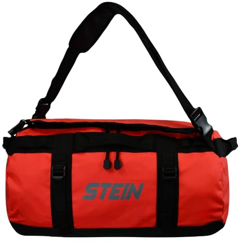 Vattenavvisande Holdall duffelväska 40 L / 70 L / 90 L – konvertibel ryggsäckskit väska med PVC-presenning, kompressionsremmar och vadderade axelremmar – STEIN Metro utomhusrese- och sportväska, Röd