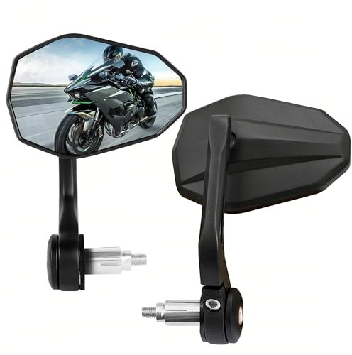 YUJYGAO Lenkerendenspiegel Motorrad E-geprüft Universal, 360°Drehbar Motorrad Rückspiegel 7/8 22mm Lenkerspiegel Kompatibal mit den meisten Motorrädern, E-Bikes, Scootern, ATVs und UTVs