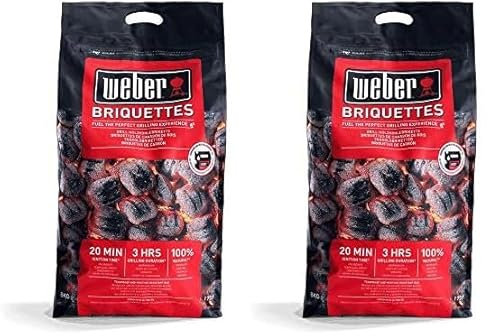 Weber 1759180 Holzkohle Briketts, 40.5 x 35 x 17 cm, Schwarz (Packung mit 2)