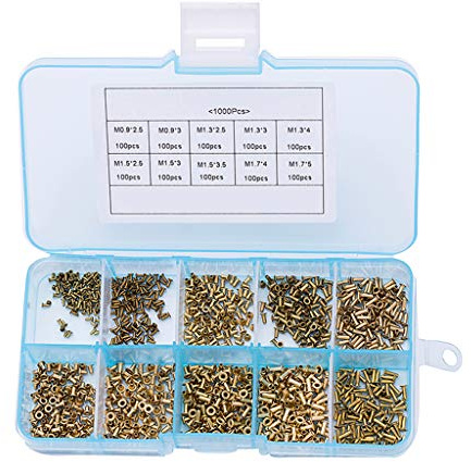 Lot de 1000 rivets creux M0.9 M1.3 .5 .7 - Rivets creux en métal - Kit de circuits imprimés - Rivets en cuivre pour cuir