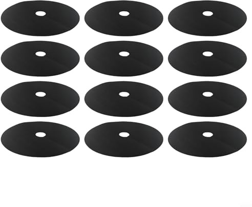 Lot de 12 arbres non tissés pour tapis à anneaux pour arbustes et arbres fruitiers - 15 cm à 42 cm de diamètre avec trous centraux de 2 à 5 cm, paillis noir (42 cm)
