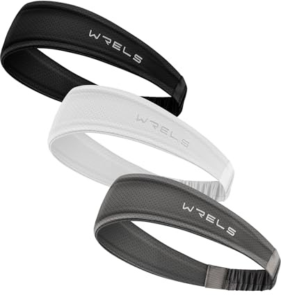 WRELS Cooling Headbands Moisture Wicking Sweatband for Women & Men 3 Pack Hairband Headband for Football Tennis Sports
