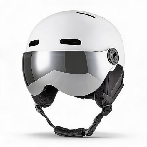 GOWENIC Casco de esquí con Gafas y Orejeras EPS Liner Casco para Deportes de Invierno con Visera Ajustable, Ideal para Hombres y Mujeres, Adecuado para Snowboard esquí, M (55-58 cm), L (59-61 cm) (M