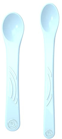 Twistshake Baby Feeding Spoon Set - 2 Pack | BPA-Free Baby Weaning Cutlery Set for Childrren | Learning Set for Kids | 4m+ | Pastel Blue