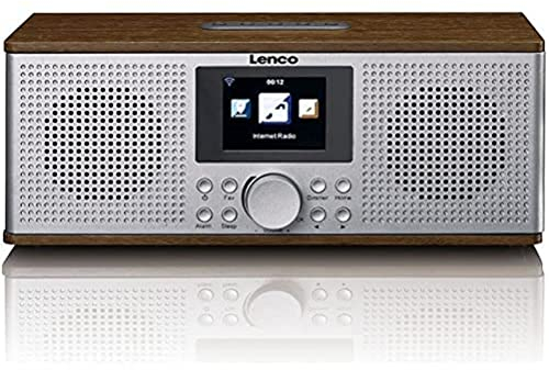Lenco Radio numérique DIR-170 - Radio Internet - Radio Wi-FI - Radio FM - Bluetooth - Écran TFT - Réveil (2 Heures de réveil) - Entrée AUX - Sortie Ligne et USB - 2 x 10 W (RMS) - Marron, DIR-170WA