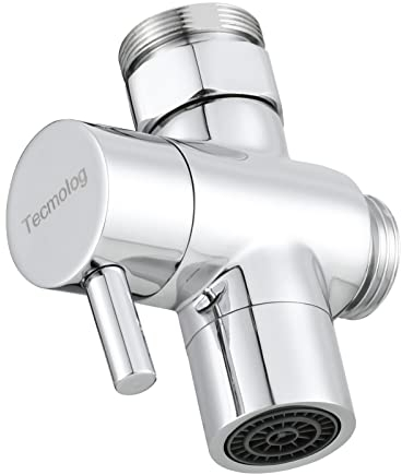 Tecmolog Brass Sink Valve Diverter Faucet Splitter for Kitchen or Bathroom, 3 Way Diverter Valve, Sink Faucet Replacement Part M22 X M24, Chrome, SBA021C
