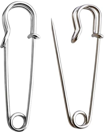 Trimming Shop 50mm Large Safety Pins Stainless Steel Clothes Pin, 1pc | Strong Heavy Duty Secure Pin for Clothes Jewelry Laundry Bag Blankets Quilts Curtains Crafts DIY Sewing Costume