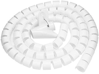Tubo Espiral Enrollado, Tubo Espiral Flexible Organizador de Cables Cable Envolvente Protector del Cable de Almacenamiento de Cables(1.5m*28mm-Blanco)