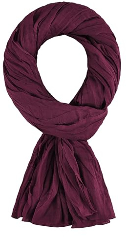ALLEE DU FOULARD Bufanda Fular Pañuelo Estola Chal 100% Algodón – Rojo Burdeos - Tamaño 200 X 110 CM – Mujer y Hombre - Cómodo y Ligero
