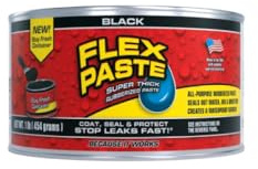 Flex Paste, Waterproof Paintable Putty, Spackle Sealant, Fill Gaps Cracks Holes - Block Out Water and Air - UV Resistant - Walls, Drywall, EPDM, Concrete, Roof, RV Repairs, Black, Half-Quart