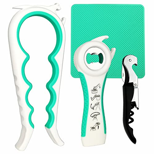 Otstar Jar Opener, Bottle Opener and Can Opener for Weak Hands, Seniors with Arthritis and Low Strength People, Mutil Jar Opener Easily Removable