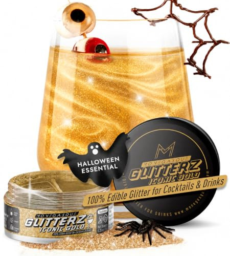 MONÉGASQUE Iconic Gold Edible Glitter for Drinks & Cakes, 10g | Iconic Gold Edible Glitter for Halloween Cocktails, Cakes & Party Drinks - Kosher, Halal, Vegan, Tasteless