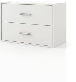 Homes: Inside + Out Apexa 2-Drawer Wooden Stackable Storage Drawers, Small Food Pantry Cabinet, Cajonera De Madera, Underbed Drawer Dorm Teen Room Decor & Bedroom, Home Office, Kitchen, White