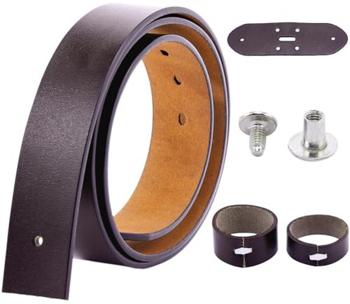 GORGECRAFT 1.25m Rindsleder-Gürtelriemen Ersatz 38mm Breit Echtes Leder Western-Herren-Hüftgurt Riemenzubehör Ohne Schnalle Mit Eisenschrauben Für Lässige Jeans Kleid Kokosnussbraun