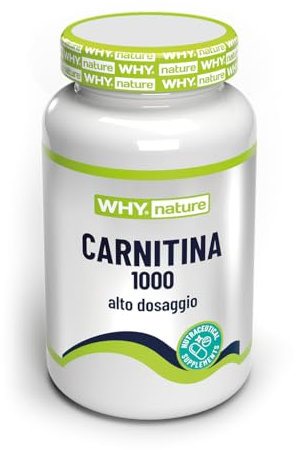 WHY NATURE CARNITINA 1000 - Carnitina ad Alto Dosaggio - Aminoacidi Essenziali Pre Workout - Integratori Alimentari Brucia Grassi - Senza Glutine - 60 cpr