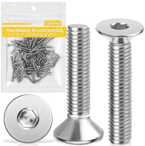 Caianwin 100 viti a testa svasata M3 x 20 mm, in acciaio inox DIN 7991, a testa svasata esagonale, filettatura metrica regolare