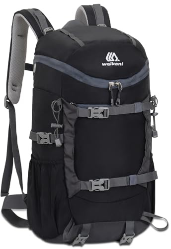 jianyana Hiking Backpack Waterproof 30L Foldable Rucksack Durable Lightweight Camping Bag skiing mountain climbing Camping Trekking Hiking Walking Cycling Climbing Outdoor Sports for Women Men(black)