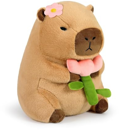 shownicer Peluche Capybara de peluche Kawaii Capybara, cojín de peluche, regalo para niños y niñas, 3 años (flor, 30 cm)