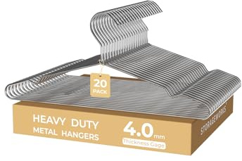 StorageWorks 4mm Super Thick Metal Wire Hangers, Heavy Duty Stainless Steel Clothes Hangers for Coats, Shirts Jackets, Pants, Suits, Space Saving Silver Hangers for Closet, 20 Pack
