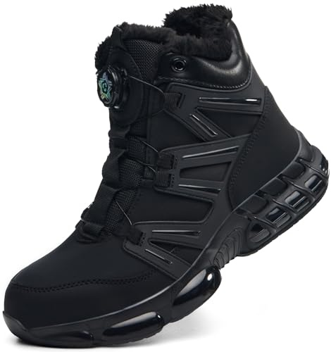 KOIFISH Winter Safety Boots Mens Womens Warm Work Boots Fur Lined