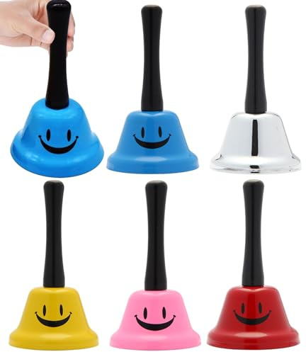 5 Piezas Campanas de Mano de Metal, Campana de recepción de Hotel Campana de Mano Timbre Campana de Mano Campana de Cena para Restaurante, Hotel, Cocina, Bar