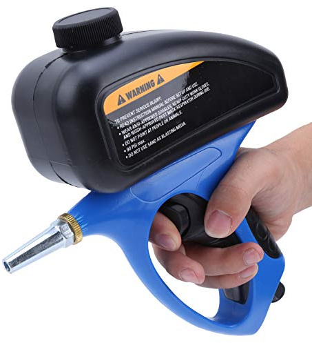Risegun Pistola pneumatica per sabbiatura, portatile, con ugello piccolo, per sabbiatura abrasiva, dispositivo di rimozione della ruggine (blu nero)