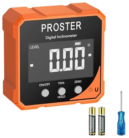 Proster Digital Angle Finder with Strong Magnetic Base- Angle Gauge Inclinometer with IP54 Waterproof & LCD VA Display Digital Protractor Level Box for Woodworking Carpenters