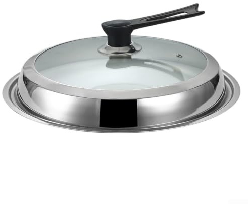 Cubierta para ollas de acero inoxidable con tapa de cristal, apta para woks y sartenes de calor (40 cm)