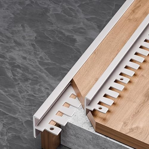 Perfil de metal flexible para escalera, borde en forma de F para laminado, parquet y azulejos, 90 cm de longitud, 3 piezas, negro mate