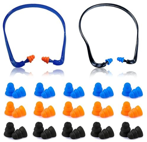 BDEPSTR Bouchons D'oreilles,Lot de 2 Boule Quies,avec 15 Paires de Rechange, Protection Auditive pour le Travail, le Sommeil, le Tir Sportif, pour la Réduction du Bruit