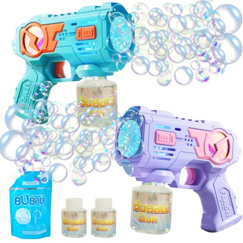Pistolet à Bulles Enfant, 2 Pièces Machine à Bulle, Machine à Bulles Savon Automatique, Pistolet a Bulle de Savon, Machine à Bulles Automatique, pour Les Fêtes d'anniversaire, Halloween, Mariages