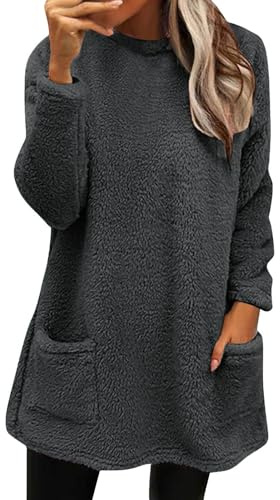 Jersey largo de forro polar sin capucha para mujer