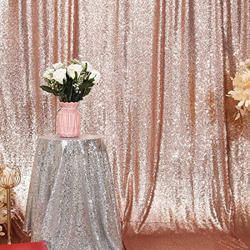 3E Home Rose Gold Sequin Backdrop,122x213cm(4Ftx7Ft) Glitter Photo Booth Background for Birthday Wedding Baby Shower Party Decoration