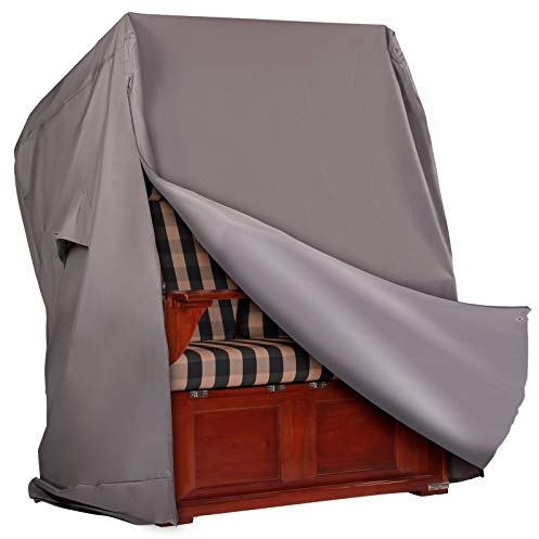Strandkorb Hanse Schutzhülle Winterfest aus 600 D Oxford Gewebe mit extra flexiblem Klettverschluss, Premium Strandkorbhülle 130cm breit in grau