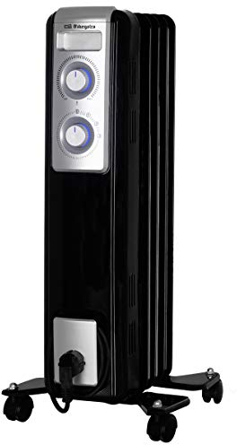 Orbegozo Ölradiator RN 1000, 5 Elemente, 1000 W, LED-Licht, regelbares Thermostat, Kabelaufwicklung, Lenkrollen