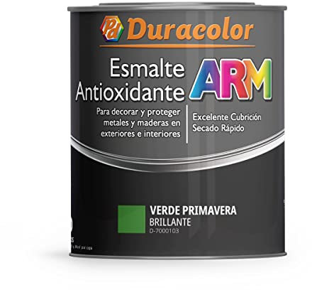 Esmalte Antioxidante ARM - Color Verde Primavera - 4 Litros - Superficie Exterior e Interior - Acabado Brillante y de Rápido Secado - Excelente Dureza y Resistencia - Duracolor