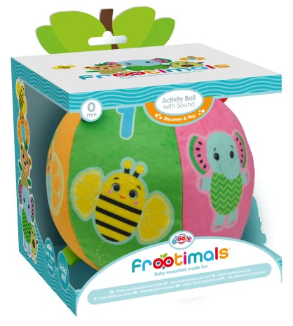 FROOTIMALS - Pelota de Actividades Sensoriales de Peluche, Tacto Suave, con Sonido, Juguetes Educativos para Bebés, Juegos Infantiles, Juegos Interactivos, Bebés, Niños y Niñas