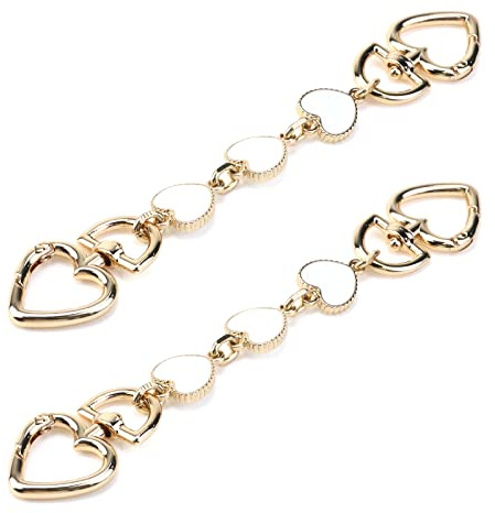 Mewutal 2PCS Heart Shape Extended Bag Strap Shoulder Bag Extension Chain Bag Strap Extender Replacement for Handbag Bag Basket Luggage (White)