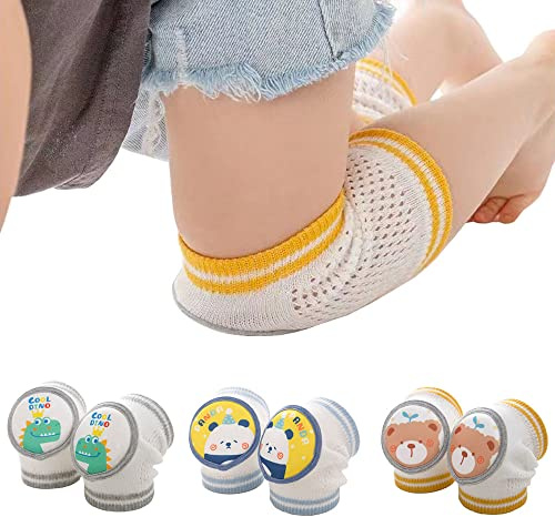 DZOZO 3 par baby knäskydd baby knäskydd promenad knäskydd benvärmare baby knäskydd för krypande baby småbarn krypstrumpor småbarn benskydd baby knäskydd för krypning, Flerfärg-a, One Size (0-4 years)