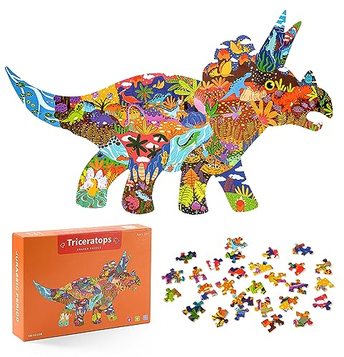 Puzzle de Dinosaure pour Enfants, 150 Pièces Triceratops Puzzle Jigsaw, Montessori Éducatif Jouets Cadeaux pour Les Filles Garçons 4 5 6 7 8 9 10 Ans