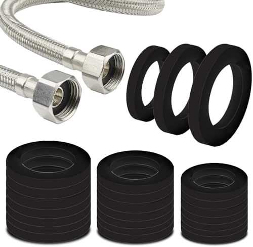 60Stück Dichtungsringe Unterlegscheiben, Dichtungen Sanitär, O-Ring,Gummi Flachdichtung Set, für Wasserrohr Dusche Schlauchköpfe Ersatz, Wasserhahn, Dichtung Duschkopf, Brauseschlauch(1, 1/2, 3/4)