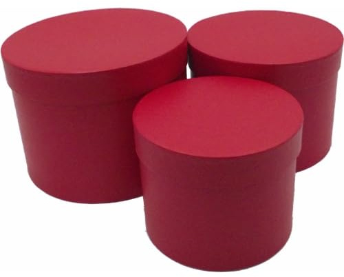 INERRA Flower Hat Boxes Florist Box Vase - Set of 3 (Red)